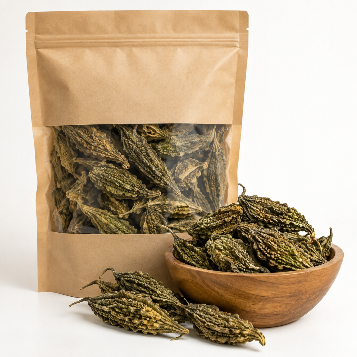 Whole dried bitter gourd karela bulk supply catalogue image