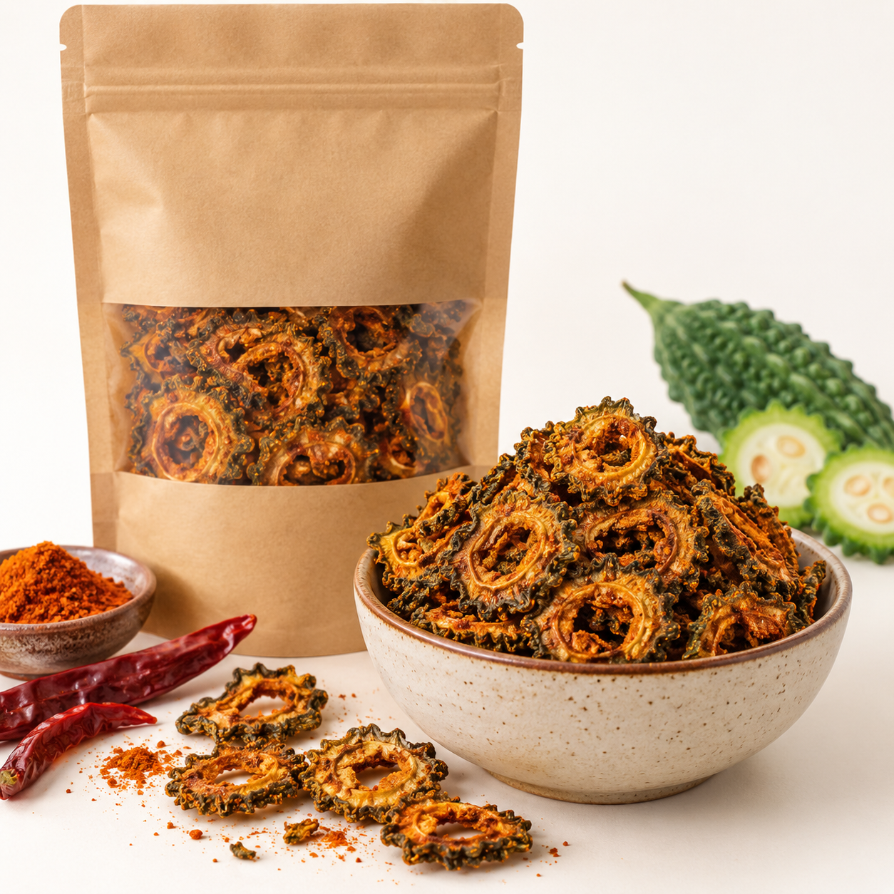 Spiced dried bitter gourd karela wholesale catalogue image