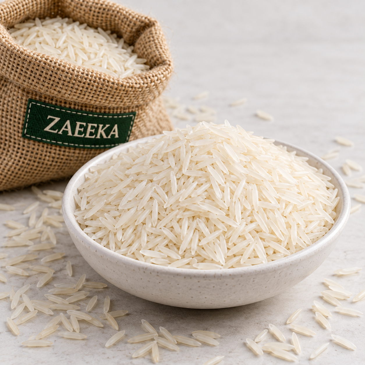 Illustrative 1509 White Basmati Rice for ZAEEKA wholesale enquiries