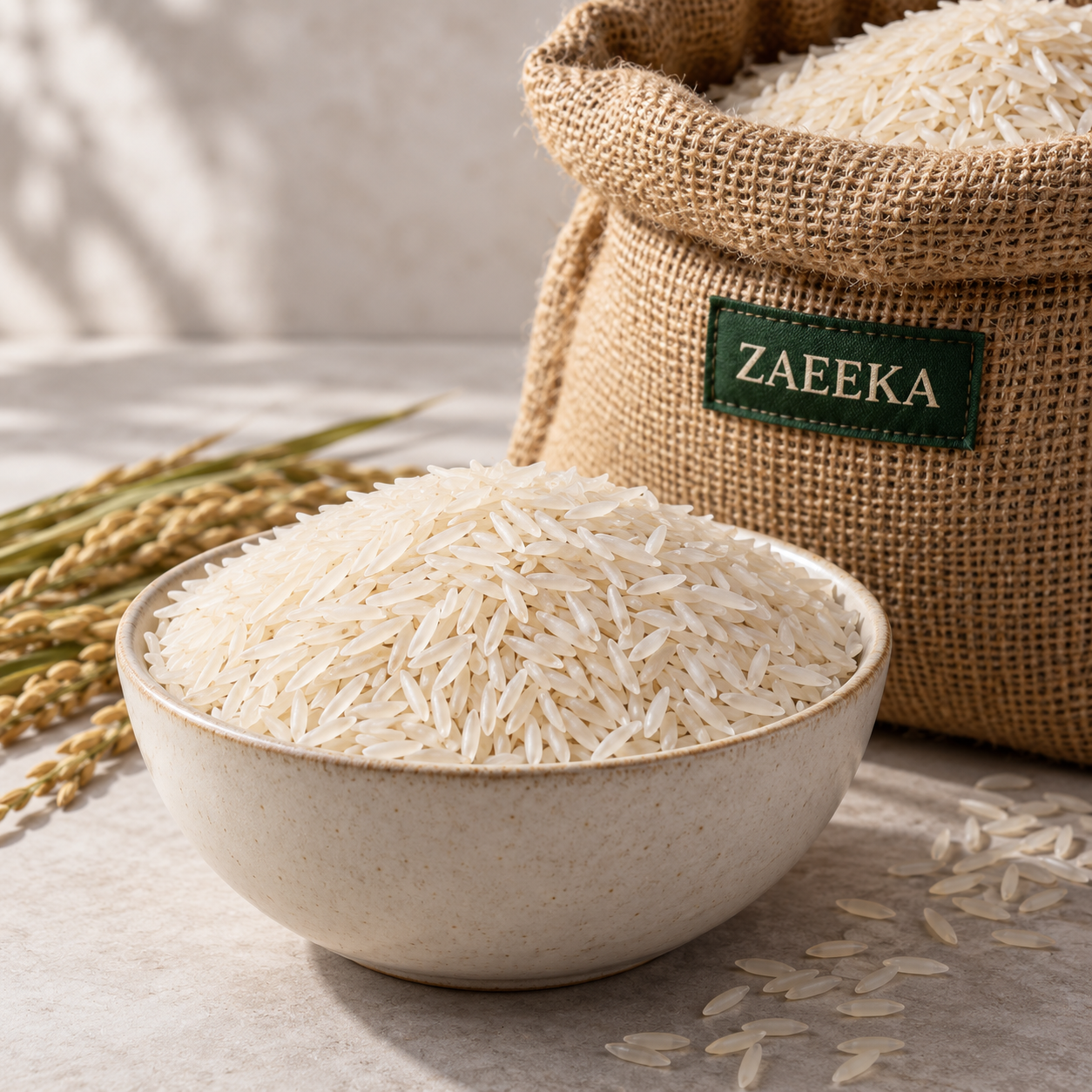 Illustrative D-98 Basmati Rice for ZAEEKA wholesale enquiries