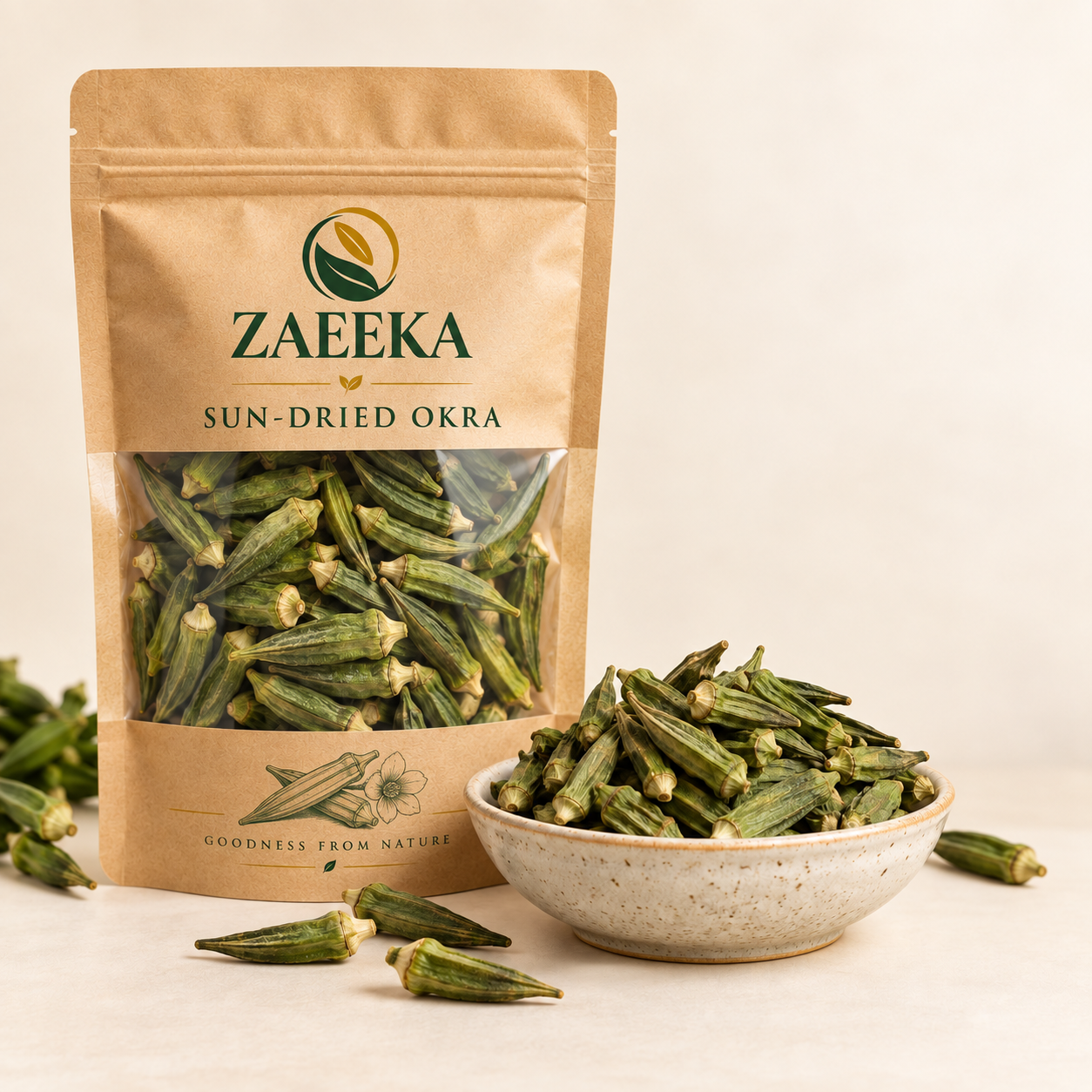 Sun-Dried Okra (Premium) in Zaeeka packaging