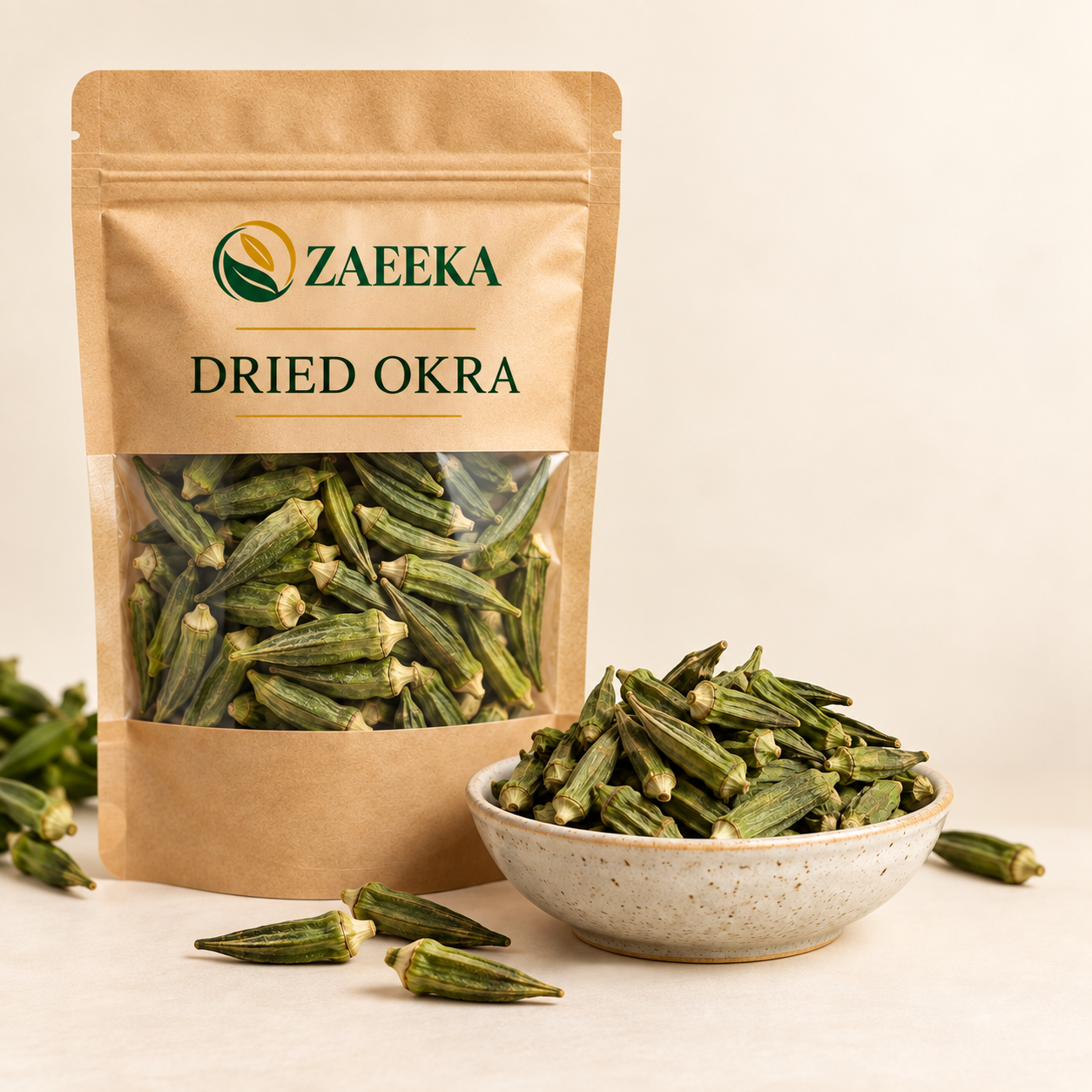 Dried Okra Export Grade A in Zaeeka packaging