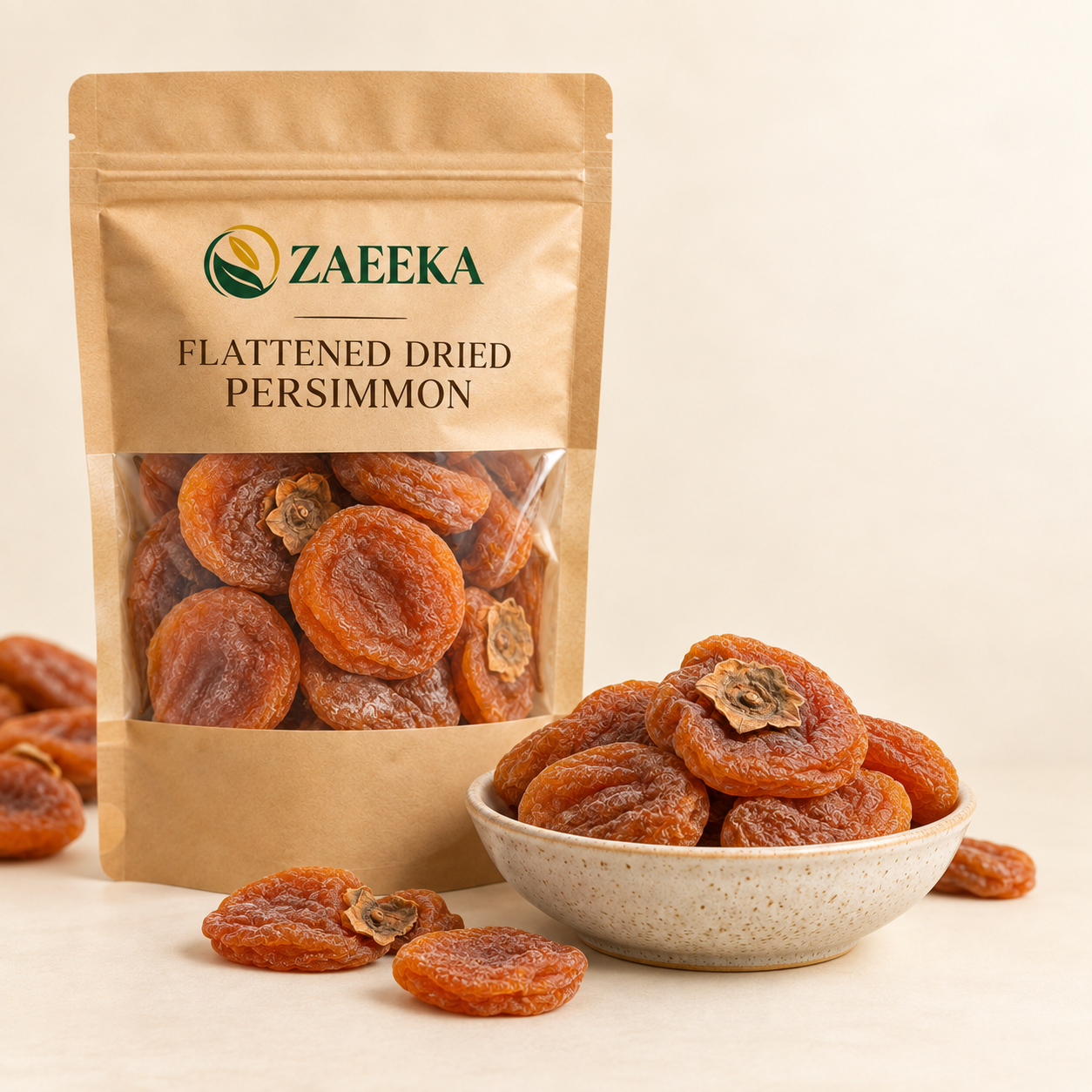Flattened Dried Persimmon in Zaeeka packaging