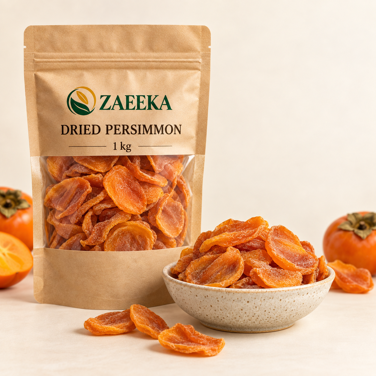 Dried Persimmon – Bulk 1kg in Zaeeka packaging