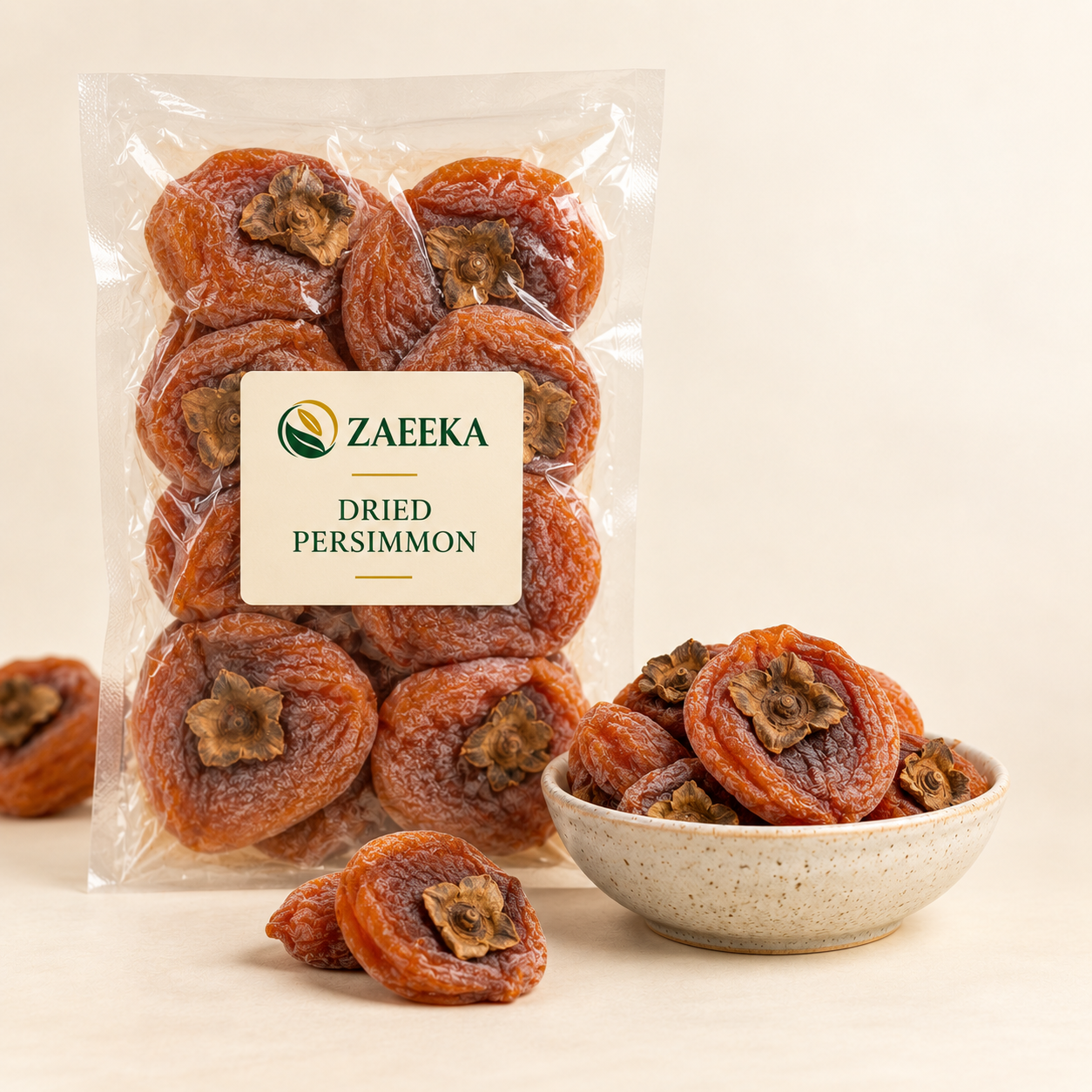 Dried Persimmon Vacuum Packed in Zaeeka packaging