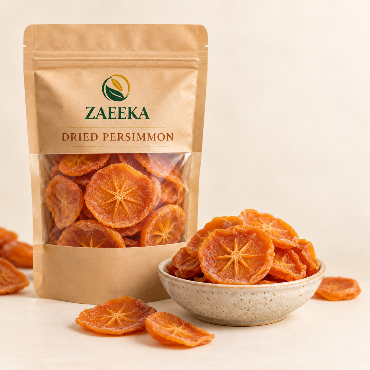 Dried Persimmon Private Label Pack in Zaeeka packaging