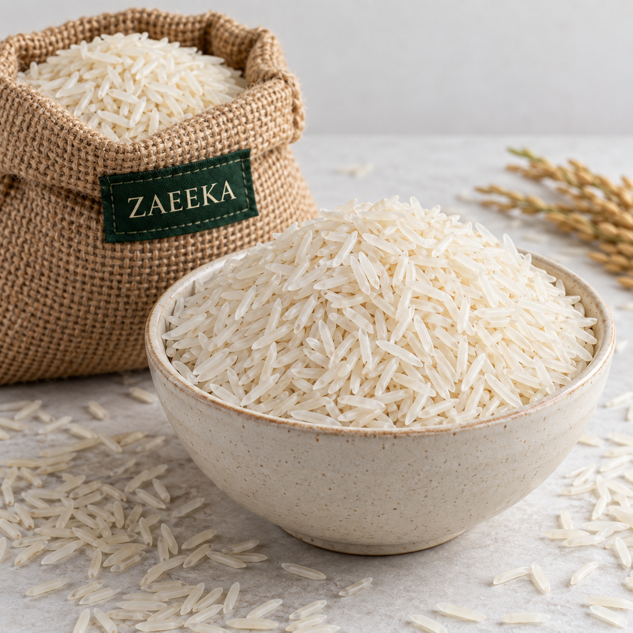 Illustrative PK-385 Basmati Rice for ZAEEKA wholesale enquiries